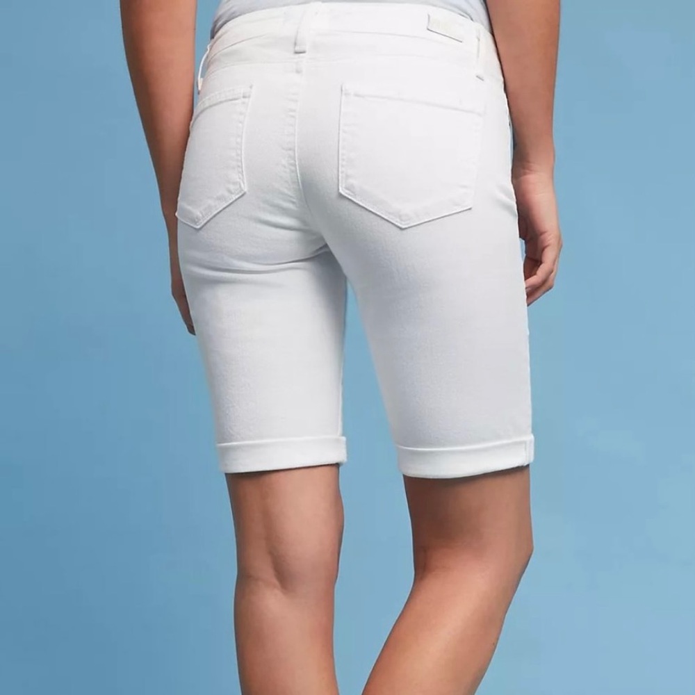 PAIGE Jax Bermuda white Shorts Rolled Cuff or Raw Hem Size 28 - Picture 3 of 12